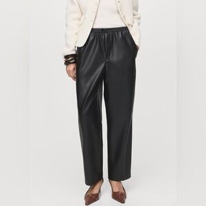 MANGO FAUX-LEATHER TROUSERS WITH ELASTIC WAIST SIZE L